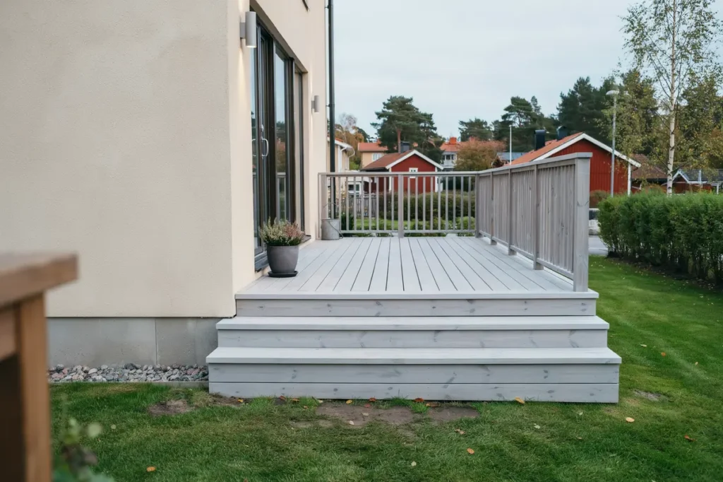 tr altan byggd med r cke och trappa i fittja botkyrka